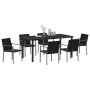 Juego de comedor de jardín de 7 piezas con cojines de poliratán negro de , Sillas de jardín - Ref: Foro24-3379055, Precio: 42...