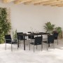 Juego de comedor de jardín de 7 piezas con cojines de poliratán negro de , Sillas de jardín - Ref: Foro24-3379055, Precio: 42...