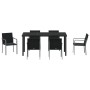 Juego de comedor de jardín de 7 piezas con cojines de poliratán negro de , Sillas de jardín - Ref: Foro24-3379055, Precio: 42...