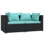 Sofá de 2 plazas con cojines ratán sintético negro de vidaXL, Conjuntos de jardín - Ref: Foro24-317531, Precio: 256,39 €, Des...