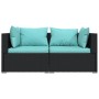 Sofá de 2 plazas con cojines ratán sintético negro de vidaXL, Conjuntos de jardín - Ref: Foro24-317531, Precio: 256,39 €, Des...