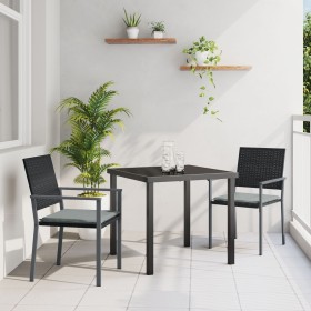 Conjunto de Comedor de Jardín de 7 Piezas con Cojines de Polirratán Negro de , Sillas de jardín - Ref: Foro24-3379076, Precio...
