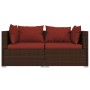Sofá de 2 plazas con cojines ratán sintético marrón de vidaXL, Conjuntos de jardín - Ref: Foro24-317542, Precio: 194,04 €, De...