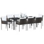 Conjunto de Comedor de Jardín de 9 Piezas con Cojines Marrón Poliratán de , Sillas de jardín - Ref: Foro24-3379099, Precio: 6...