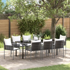 Conjunto de comedor de jardín de 3 piezas con cojines color negro de poliratán de , Sillas de jardín - Ref: Foro24-3379100, P...