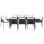 Set de comedor de jardín de 9 piezas con cojines de polirratán negro de , Sillas de jardín - Ref: Foro24-3379106, Precio: 802...