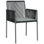 Set de Comedor de Jardín de 5 Piezas con Cojines Ratán Poliéster Negro de , Sillas de jardín - Ref: Foro24-3379110, Precio: 3...