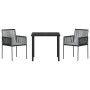 Set de Comedor de Jardín de 5 Piezas con Cojines Ratán Poliéster Negro de , Sillas de jardín - Ref: Foro24-3379110, Precio: 3...
