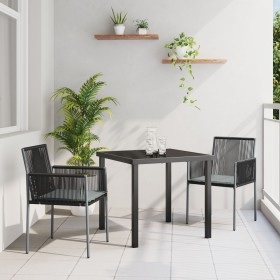 Conjunto de Comedor de Jardín de 7 Piezas con Cojines Polirratán Negro de , Sillas de jardín - Ref: Foro24-3379111, Precio: 5...
