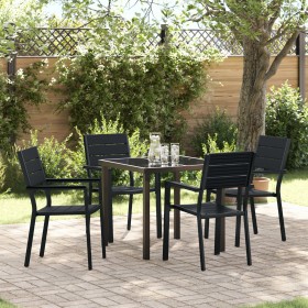 Juego de Comedor de Jardín de 5 Piezas Negro HDPE de , Sillas de jardín - Ref: Foro24-3379144, Precio: 337,52 €, Descuento: %