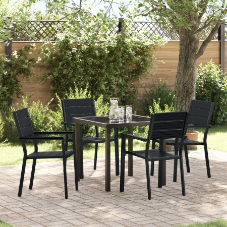 Juego de Comedor de Jardín de 5 Piezas Negro HDPE de , Sillas de jardín - Ref: Foro24-3379144, Precio: 337,52 €, Descuento: %