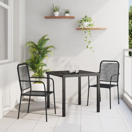 Conjunto de Comedor de Jardín de 5 Piezas Cuerda de Algodón y Acero Negro de , Sillas de jardín - Ref: Foro24-3379157, Precio...