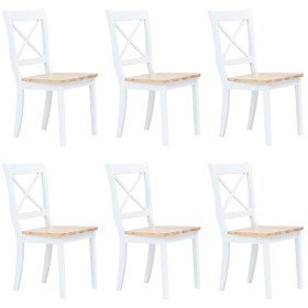 Sillas de comedor 6 uds madera maciza de caucho blanco y madera en Sillas de comedor | Comprar online en Foru.es