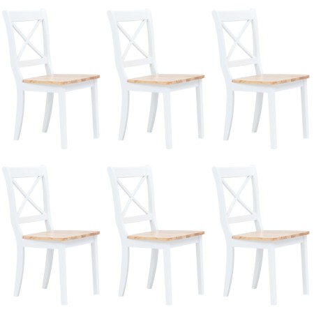 Sillas de comedor 6 uds madera maciza de caucho blanco y madera en Sillas de comedor | Comprar online en Foru.es