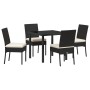 Conjunto de Comedor de Jardín 5 Piezas Negro Poliratán de , Sillas de jardín - Ref: Foro24-3379220, Precio: 304,70 €, Descuen...