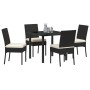 Conjunto de Comedor de Jardín 5 Piezas Negro Poliratán de , Sillas de jardín - Ref: Foro24-3379220, Precio: 304,70 €, Descuen...