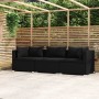 Sofá de 3 plazas con cojines ratán sintético negro de vidaXL, Conjuntos de jardín - Ref: Foro24-317522, Precio: 353,42 €, Des...