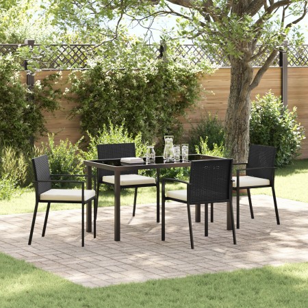Juego de Comedor de Jardín de 5 Piezas Negro Poliratán de , Sillas de jardín - Ref: Foro24-3379249, Precio: 289,59 €, Descuen...