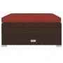 Garden footrest and brown synthetic rattan cushion 70x70x30 cm by vidaXL, Modular outdoor sofas - Ref: Foro24-317547, Price: ...