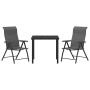 Set de Comedor de Jardín de 3 Piezas Gris Poliratán de , Sillas de jardín - Ref: Foro24-3379275, Precio: 217,16 €, Descuento: %