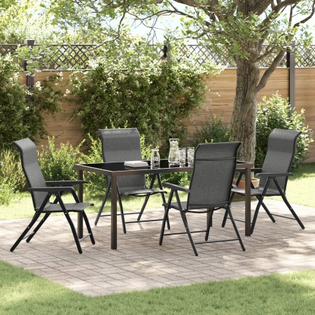 Set de Comedor de Jardín de 5 Piezas Grises en Ratán Polímero de , Sillas de jardín - Ref: Foro24-3379278, Precio: 383,90 €, ...
