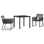 Juego de Comedor de Jardín de 3 Piezas Negro Poliratán de , Sillas de jardín - Ref: Foro24-3379310, Precio: 271,68 €, Descuen...