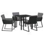 Conjunto de Comedor de Jardín de 5 Piezas con Cojines Negro Poliratán de , Sillas de jardín - Ref: Foro24-3379318, Precio: 37...