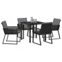 Conjunto de Comedor de Jardín de 5 Piezas con Cojines Negro Poliratán de , Sillas de jardín - Ref: Foro24-3379318, Precio: 37...
