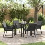 Conjunto de comedor de jardín de 9 piezas con cojines negros de poliratán de , Sillas de jardín - Ref: Foro24-3379323, Precio...