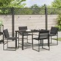 Conjunto de Comedor de Jardín de 5 Piezas con Cojines Negro Textileno y Acero de , Sillas de jardín - Ref: Foro24-3379333, Pr...