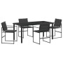 Conjunto de Comedor de Jardín de 5 Piezas con Cojines Negro Textileno y Acero de , Sillas de jardín - Ref: Foro24-3379334, Pr...
