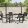 Conjunto de Comedor de Jardín de 5 Piezas con Cojines Negro Textileno y Acero de , Sillas de jardín - Ref: Foro24-3379334, Pr...