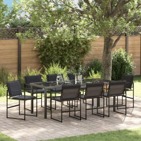 Juego de Comedor de 9 Piezas con Cojines Negro Textileno y Acero de , Sillas de jardín - Ref: Foro24-3379335, Precio: 502,00 ...