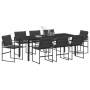 Juego de Comedor de 9 Piezas con Cojines Negro Textileno y Acero de , Sillas de jardín - Ref: Foro24-3379335, Precio: 502,00 ...
