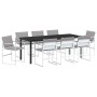 Conjunto de Comedor de Jardín de 9 Piezas con Cojines Blanco Textileno y Acero | Foro24.es | Tu tienda online para hogar, jardín y más Foro24.es