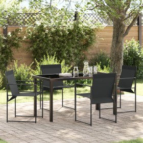 Juego de Comedor de Jardín de 5 Piezas Negro Textilene y Acero de , Sillas de jardín - Ref: Foro24-3379342, Precio: 224,27 €,...