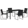 Juego de Comedor de Jardín de 5 Piezas Negro Textilene y Acero de , Sillas de jardín - Ref: Foro24-3379343, Precio: 235,70 €,...