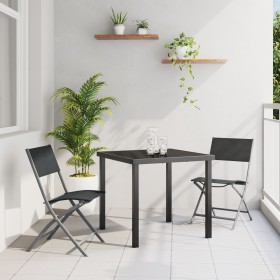 Juego de Comedor de Jardín de 7 Piezas Negro Textileno y Acero de , Sillas de jardín - Ref: Foro24-3379377, Precio: 305,25 €,...