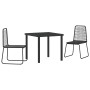 Juego de Comedor de Jardín de 3 Piezas Poliratán Negro de , Sillas de jardín - Ref: Foro24-3379387, Precio: 199,83 €, Descuen...
