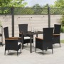 Juego de Comedor de Jardín de 5 Piezas con Cojines de Ratán Poliratán Negro de , Sillas de jardín - Ref: Foro24-3379425, Prec...