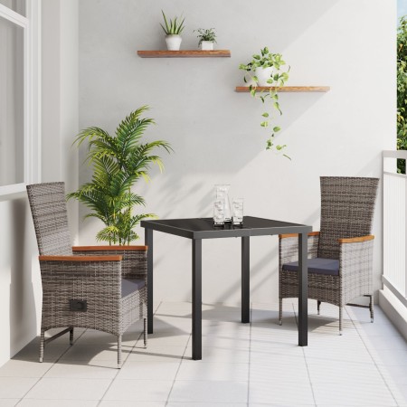 Juego de Comedor de Jardín de 5 Piezas con Cojines en Gris Poliratán de , Sillas de jardín - Ref: Foro24-3379437, Precio: 636...