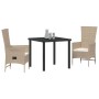 Set de Comedor de Jardín de 3 Piezas con Cojines Beige Ratán PE de , Sillas de jardín - Ref: Foro24-3379464, Precio: 315,33 €...