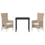 Set de Comedor de Jardín de 3 Piezas con Cojines Beige Ratán PE de , Sillas de jardín - Ref: Foro24-3379464, Precio: 315,33 €...