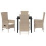 Conjunto de Comedor de Jardín de 5 Piezas con Cojines Beige Poliratán de , Sillas de jardín - Ref: Foro24-3379465, Precio: 53...