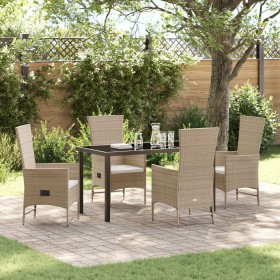 Set de comedor de jardín de 5 piezas con cojines beige de ratán sintético de , Sillas de jardín - Ref: Foro24-3379466, Precio...