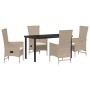 Set de comedor de jardín de 5 piezas con cojines beige de ratán sintético de , Sillas de jardín - Ref: Foro24-3379466, Precio...