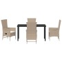 Set de comedor de jardín de 5 piezas con cojines beige de ratán sintético de , Sillas de jardín - Ref: Foro24-3379466, Precio...