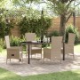 Set de Comedor de Jardín de 5 Piezas con Cojines Beige Poliratán de , Sillas de jardín - Ref: Foro24-3379467, Precio: 566,29 ...