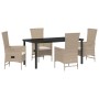 Set de Comedor de Jardín de 5 Piezas con Cojines Beige Poliratán de , Sillas de jardín - Ref: Foro24-3379467, Precio: 566,29 ...