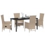 Set de Comedor de Jardín de 5 Piezas con Cojines Beige Poliratán de , Sillas de jardín - Ref: Foro24-3379467, Precio: 566,29 ...